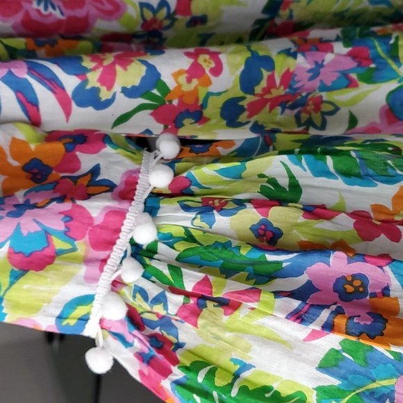 True Destinations Resort Wear Cover Up Dress Floral Pom Pom - Picture 7 of 9